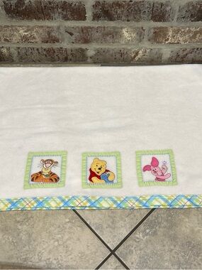 Disney Crown Crafts Winnie the Pooh Bear Baby Blanket Tigger Piglet Blue Plaid